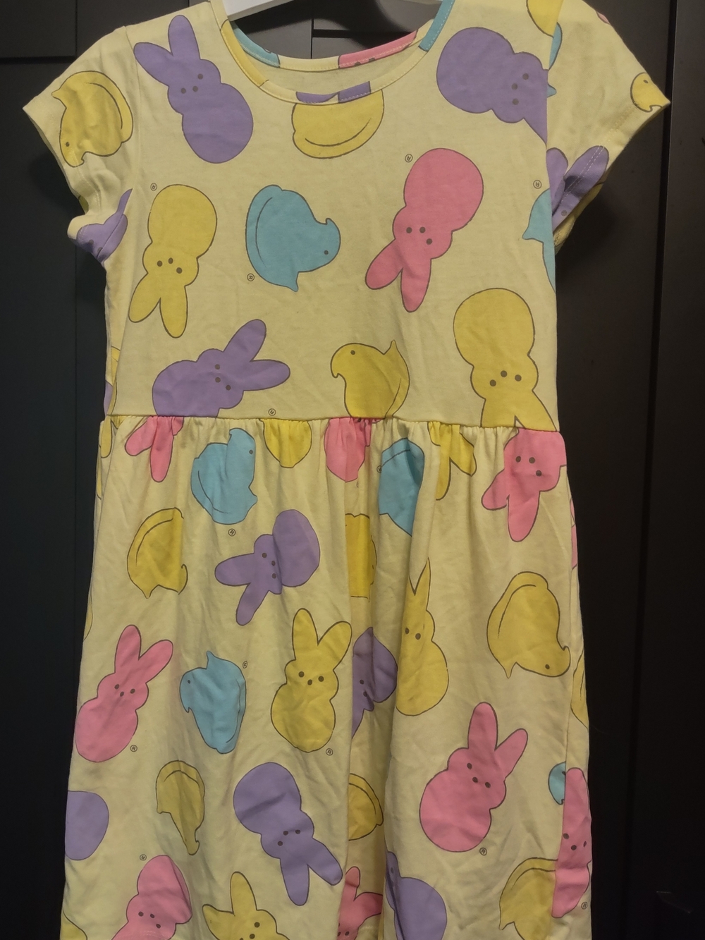 Kids Yellow Dress with Pastel Peeps Print